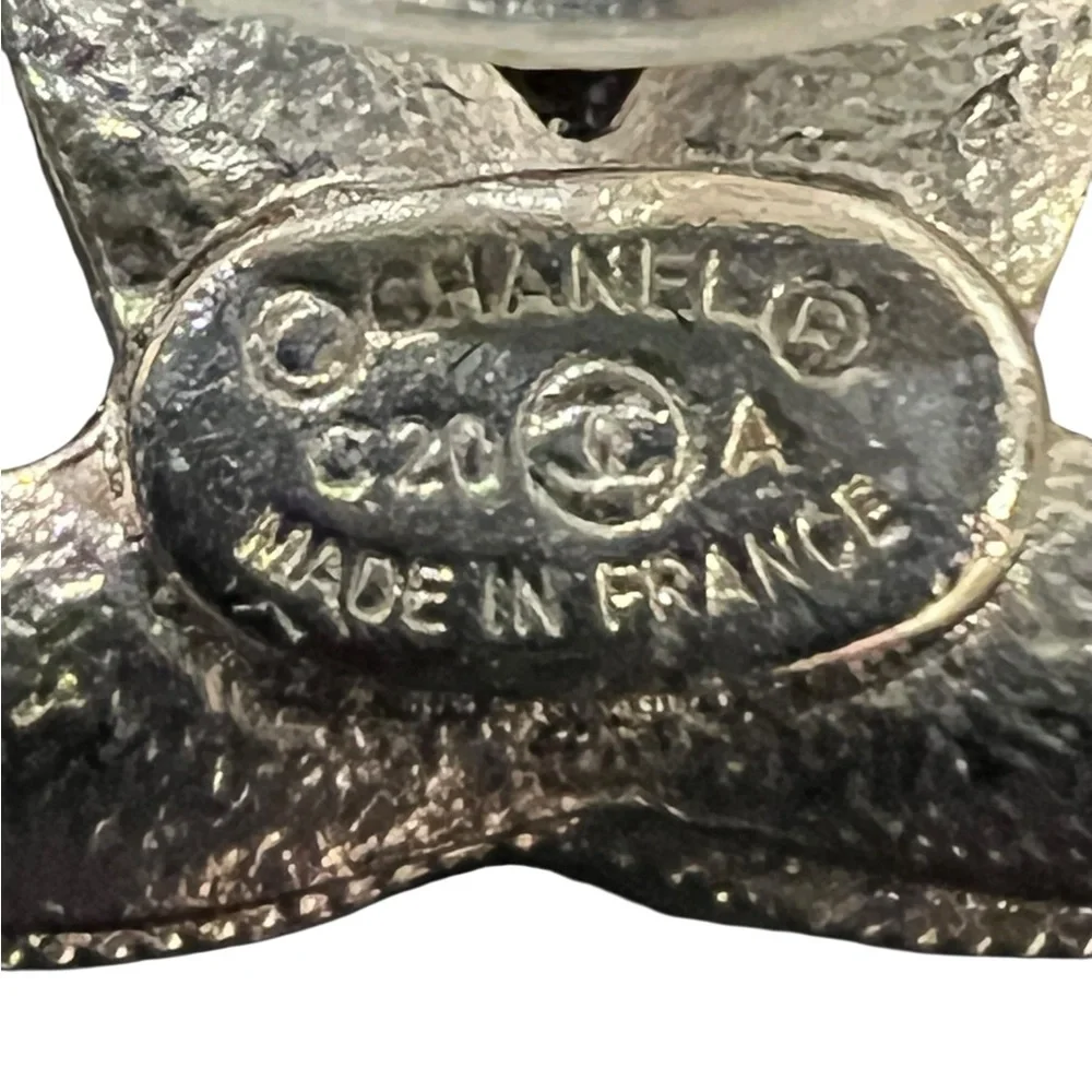 CHANEL Silver and Crystal Logo Pierced Earrings - Picture 7 of 7